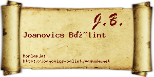 Joanovics Bálint névjegykártya