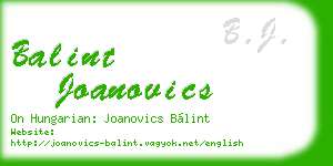 balint joanovics business card